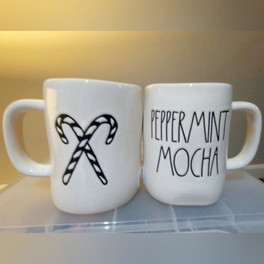 Rae Dunn PEPPERMINT MOCHA With CANDY CANES ON BACK HOLIDAY MUG